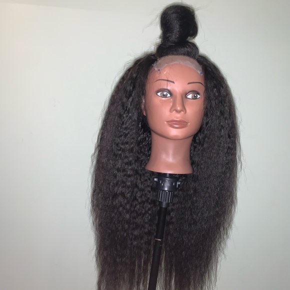22 inch free part kinky straight closure wig main image 5